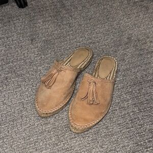 Joie Tan Suede Tassel Mules